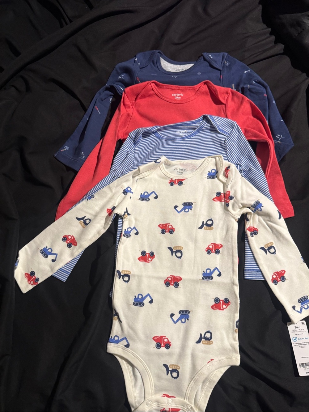 Carter's Baby Boys Long-Sleeve Bodysuit Set - Navy, Red, Blue, Cream